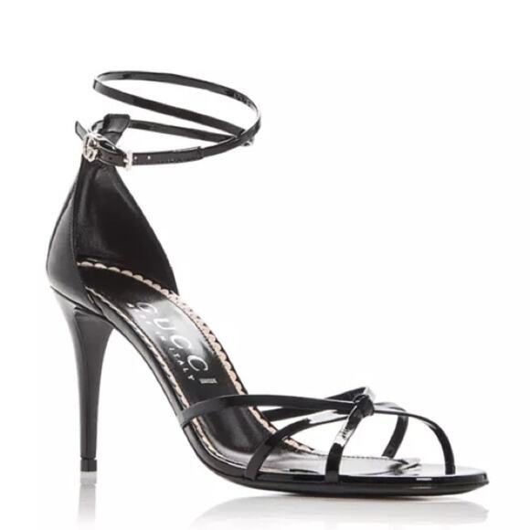 Gucci Strappy High Heels Ilse Patent Leather Sandals 39.5 - Picture 1 of 10